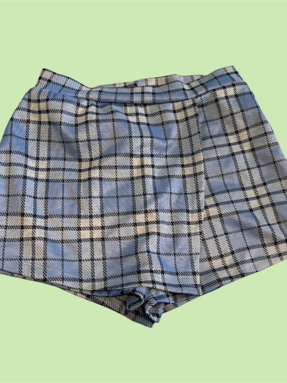 Streetwear Society Light Blue Plaid Skort Shorts size small excellent condition
